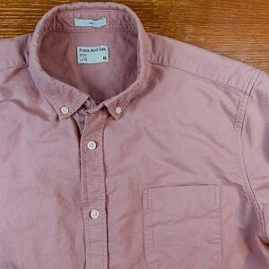 Frank & Oak Jasper Shirt Men's L Solid Pink Button Up Long Sleeve Organic Cotton